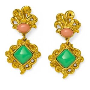 Christian Lacroix Vintage Baroque Dangle Earrings Made in France Signed CL